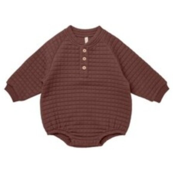 Quincy Mae Other - Quincy Mae Henley bubble romper in plum -size 18-24M